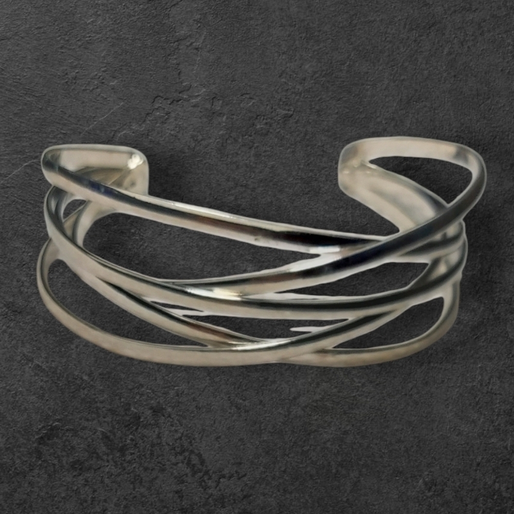 NWT NADINE WEST Twisted Silver Modern Cuff Bracelet